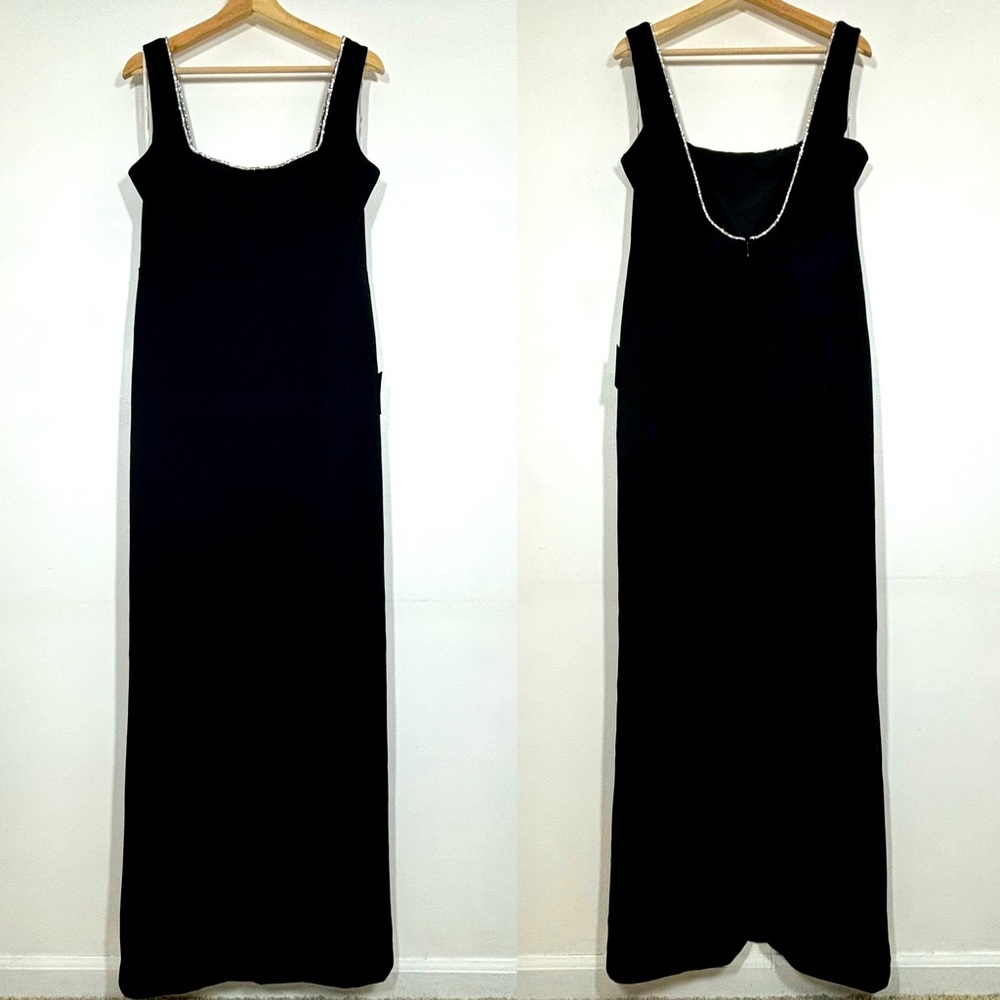 NWT Lulus Embellished Neckline Long Cocktail Dress Sleeveless Black Sz XL